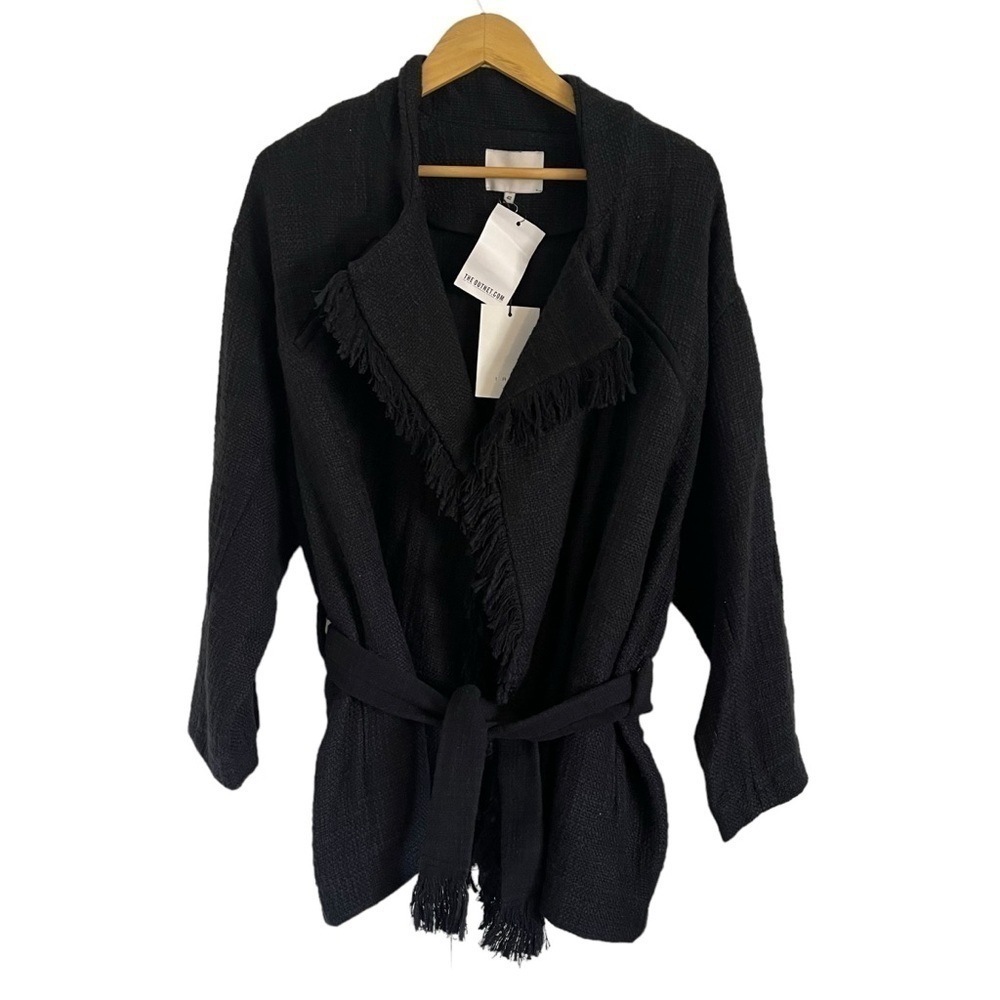 IRO Cauley Coat Fringe Moto Style Navy Tweed Jacket - Picture 4 of 12
